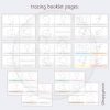 Montessori tracing booklet pages featuring continent outlines to colour and dotted labels for Africa, South America, Oceania, Antarctica, Asia, Europe, and North America. Perfect for hands-on geography learning in Montessori classrooms or at home.