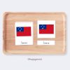 Montessori Flags of Australia 3-Part Cards featuring the Samoa flag on a wooden tray. Includes matching cards and labels for geography and cultural studies. Perfect for Montessori classrooms and homeschooling.