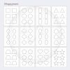 Montessori pin punching printables with 6 black dotted shapes per page including triangle, star, heart, oval, square, and pentagon. Fine motor and pre-writing activity for preschool and kindergarten. Montessori metal inset shapes PDF for tracing, cutting, and pin punching.