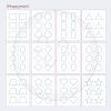 Montessori pin punching printables with 6 blue dotted shapes per page including triangle, star, heart, oval, square, and pentagon. Fine motor and pre-writing activity for preschool and kindergarten. Montessori metal inset shapes PDF for tracing, cutting, and pin punching.